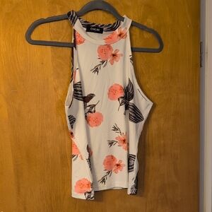 Chic Floral Tank Top - White and Pink
